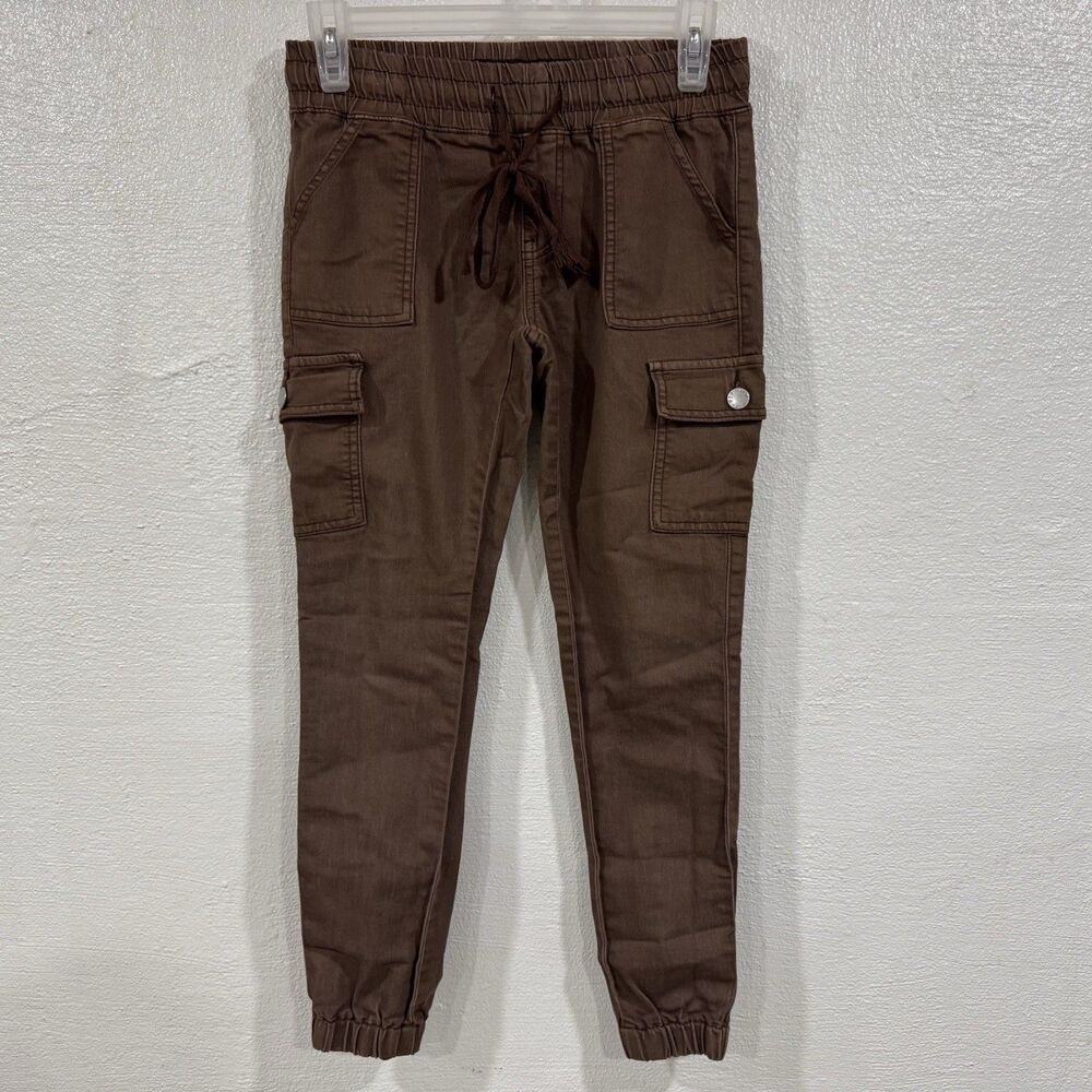 V.I.P. Girls' Size 14 Brown Cargo Jogger Pants Elastic Waist Drawstring Cuffs